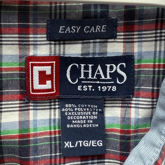 Chaps Men’s XL Plaid Short Sleeve Button-Down Shirt Multicolor Classic Fit - Picture 4 of 7